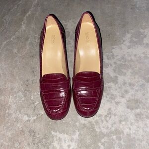 Michael Kors Red Buchanan Mid Loafer Heels 10
